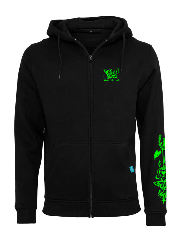 Halloween Witch Cat Society Heavy Zip Hoody
