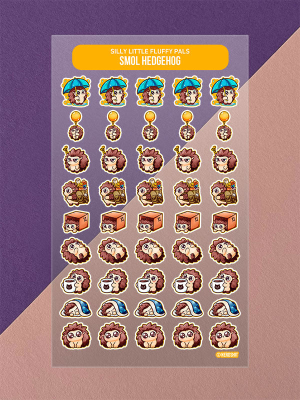 Silly Little Fluffy Pals Hedgehog Mini Stickerbogen Clear Backing