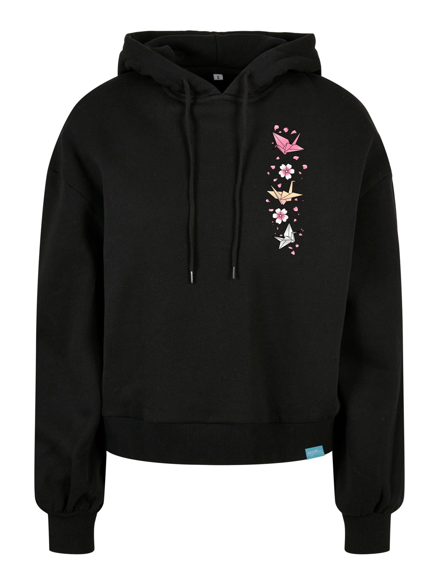 Midnight Sakura Vertical Design Ladies Organic Oversized Hoody