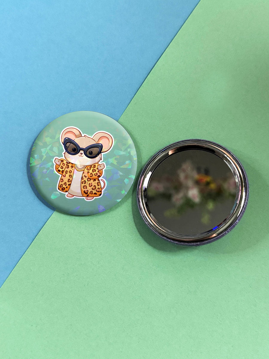 Fashionista Mice Society Button Taschenspiegel verschiedene Design Varianten