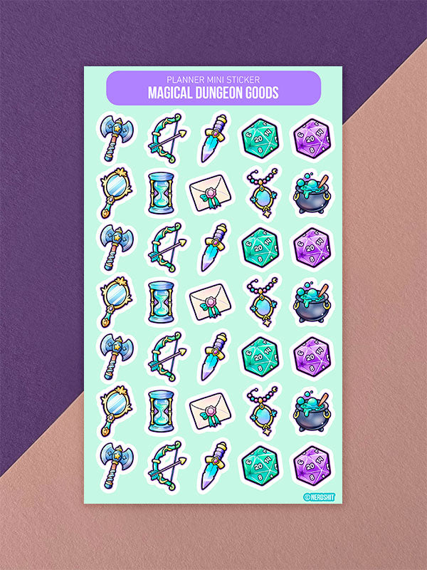 Magical Dungeon Goods Loot – Kleine beschreibbare Deko-Sticker für Planer & Journals