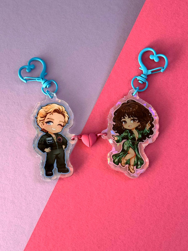 LIMITED Allie und Dean Acrylic Magnetic Heart Keychain Schlüsselanhänger