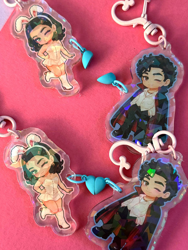 LIMITED Hannah und Garrett Acrylic Magnetic Heart Keychain Schlüsselanhänger