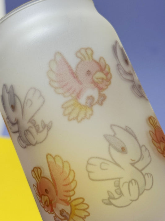 B-Ware [siehe Fotos] - Kawaii Monster Trinkglas mit Bambusdeckel