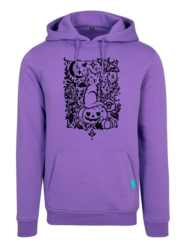 Halloween Witch Cat Society Heavy Hoody Violett
