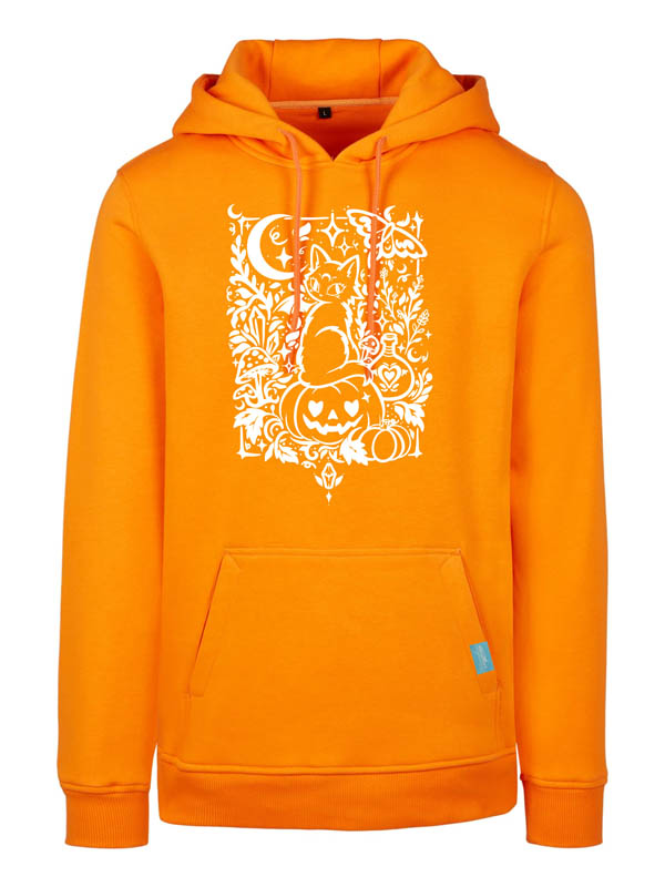 Halloween Witch Cat Society Heavy Hoody Orange