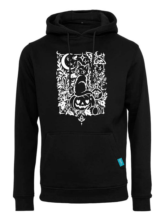 Halloween Witch Cat Society Heavy Hoody Schwarz