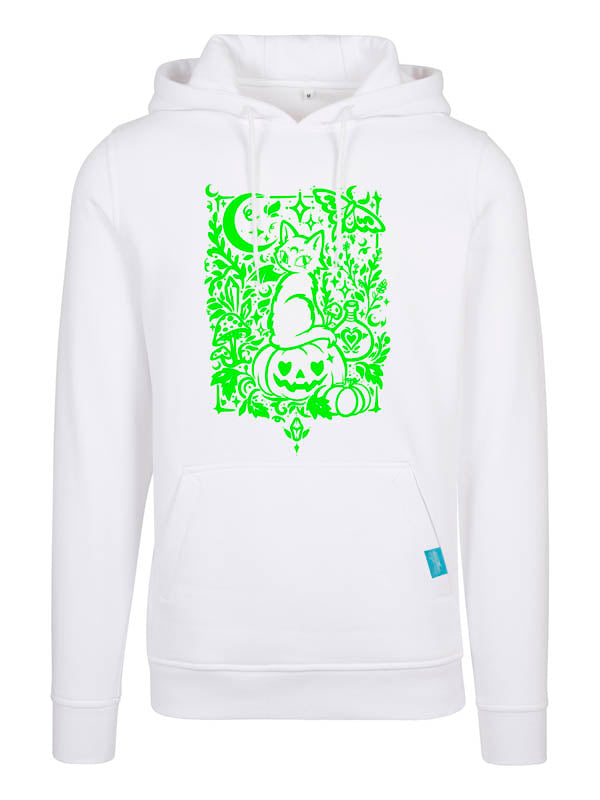 Halloween Witch Cat Society Heavy Hoody Weiß