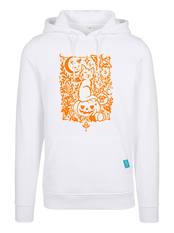 Halloween Witch Cat Society Heavy Hoody Weiß