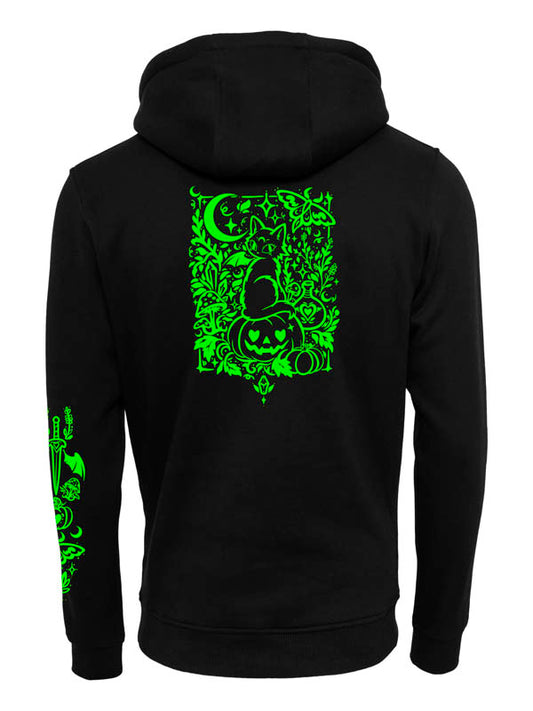 Halloween Witch Cat Society Heavy Hoody Full Design