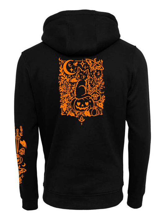 Halloween Witch Cat Society Heavy Hoody Full Design