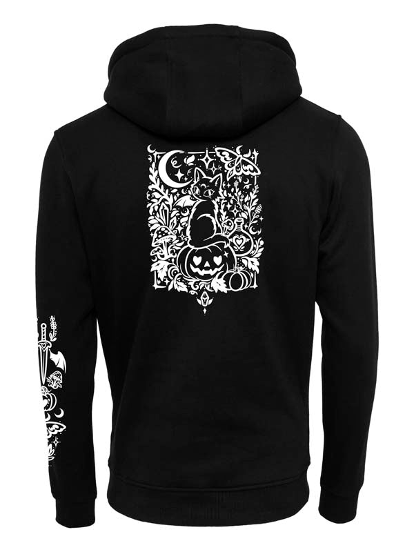 Halloween Witch Cat Society Heavy Hoody Full Design
