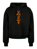 Halloween Witch Cat Society Ladies Organic Oversized Hoody Slim Print