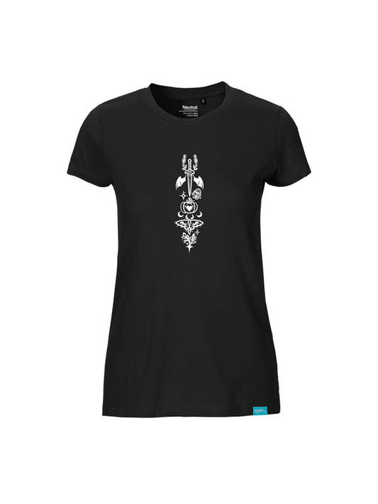 Halloween Witch Cat Society Ladies Fit T-Shirt Slim Print