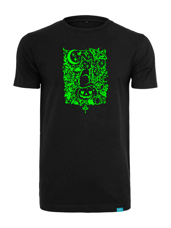 Halloween Witch Cat Society Round Neck T-Shirt Schwarz