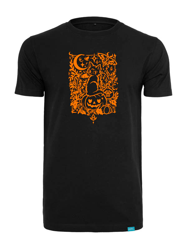 Halloween Witch Cat Society Round Neck T-Shirt Schwarz