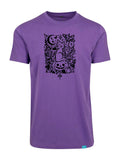 Halloween Witch Cat Society Round Neck T-Shirt Violet