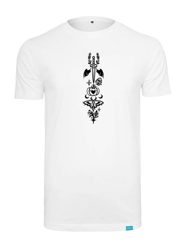 Halloween Witch Cat Society Round Neck T-Shirt Weiß