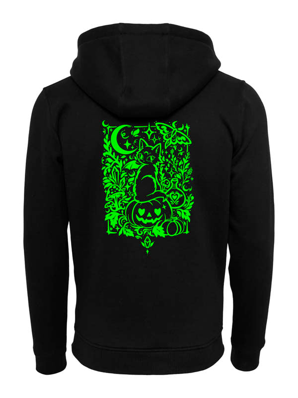 Halloween Witch Cat Society Heavy Zip Hoody