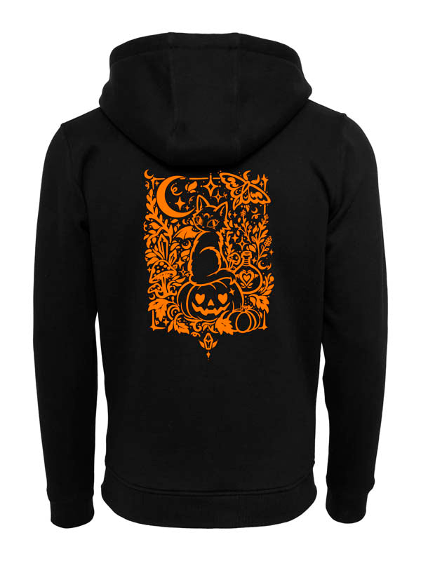 Halloween Witch Cat Society Heavy Zip Hoody