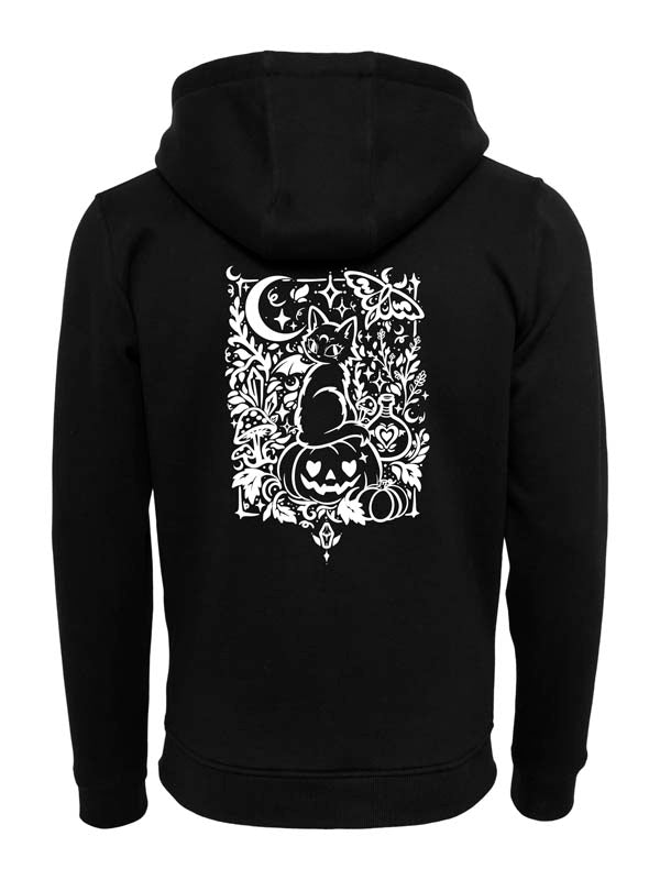 Halloween Witch Cat Society Heavy Zip Hoody