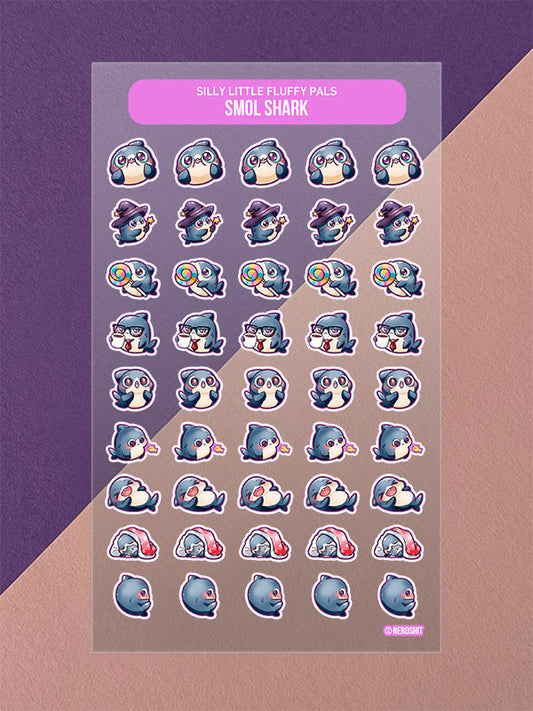 Silly Little Fluffy Pals Shark Mini Stickerbogen Clear Backing