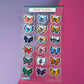 Kawaii Monster Around the World Stickerbogen Clear Backing