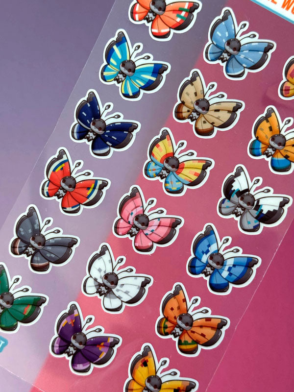 Kawaii Monster Around the World Stickerbogen Clear Backing