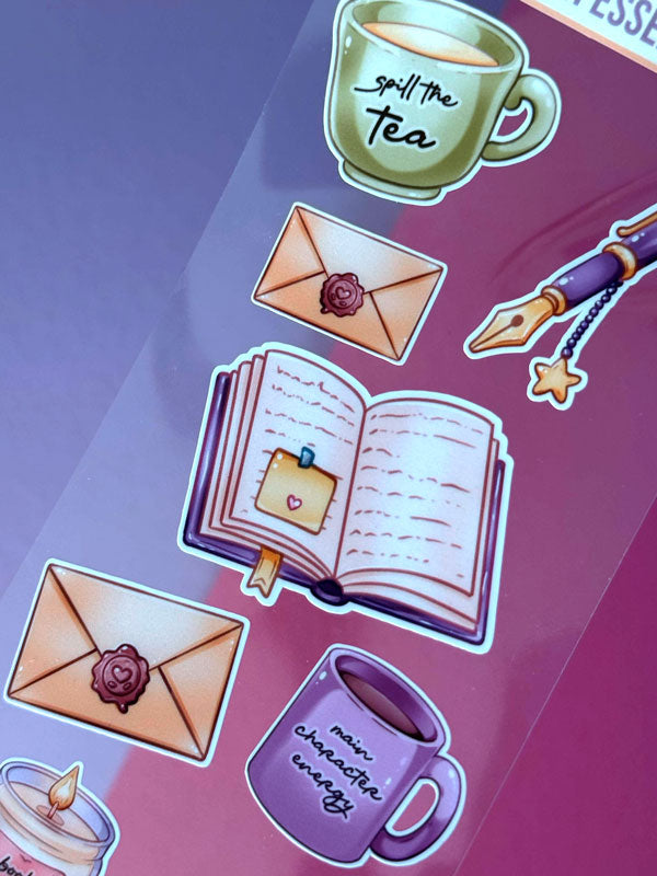Bookish Essentials Stickerbogen Clear Backing