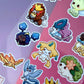 Kawaii Monster Legendary Stickerbogen Clear Backing