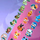 Kawaii Monster Starter Stickerbogen Clear Backing