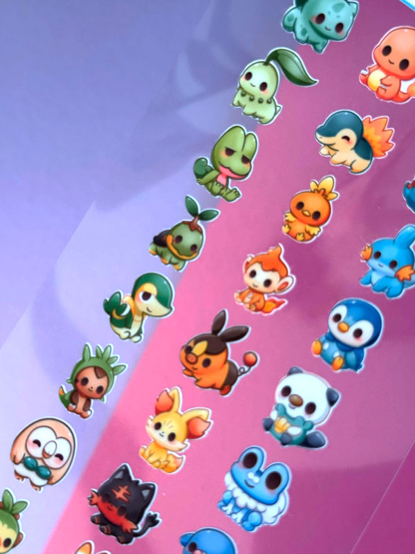 Kawaii Monster Starter Stickerbogen Clear Backing