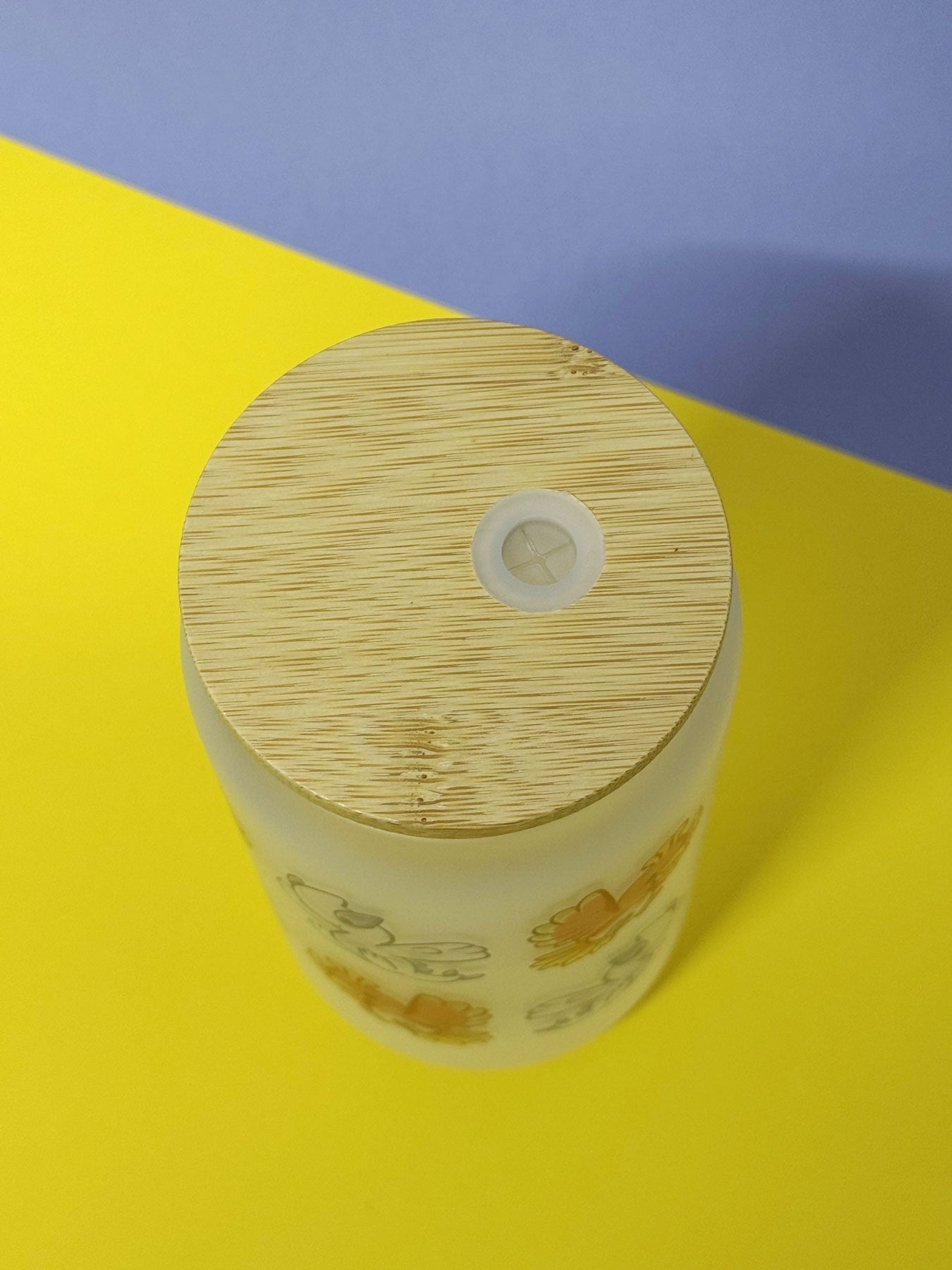 Kawaii Monster Trinkglas verschiedene Varianten mit Bambusdeckel inkl. Glasstrohhalm und Reinigungsbürste