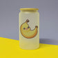 Kawaii Banana Trinkglas mit Bambusdeckel inkl. Glasstrohhalm und Reinigungsbürste