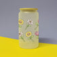 Flower Power Trinkglas mit Bambusdeckel inkl. Glasstrohhalm und Reinigungsbürste