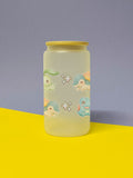 Kawaii Monster Johto Starter Trinkglas mit Bambusdeckel inkl. Glasstrohhalm und Reinigungsbürste