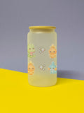 Kawaii Monster Hoenn Starter Trinkglas mit Bambusdeckel inkl. Glasstrohhalm und Reinigungsbürste
