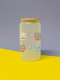 Kawaii Monster Alola Starter Trinkglas mit Bambusdeckel inkl. Glasstrohhalm und Reinigungsbürste