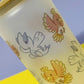 Kawaii Monster Trinkglas verschiedene Varianten mit Bambusdeckel inkl. Glasstrohhalm und Reinigungsbürste