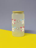 Kawaii Monster Minun Plusle Trinkglas mit Bambusdeckel inkl. Glasstrohhalm und Reinigungsbürste