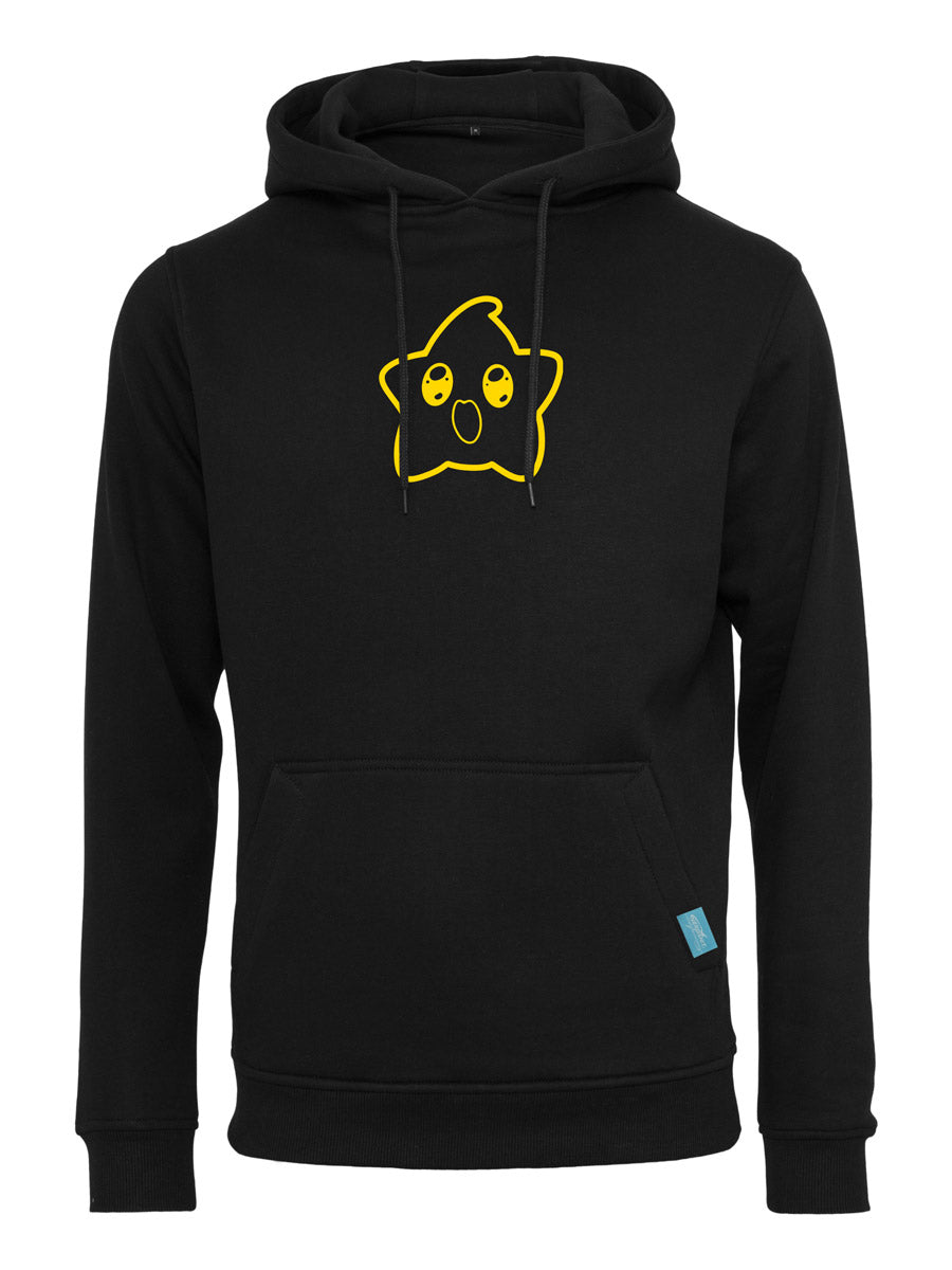 Happy Star Outline Design Black Heavy Hoody