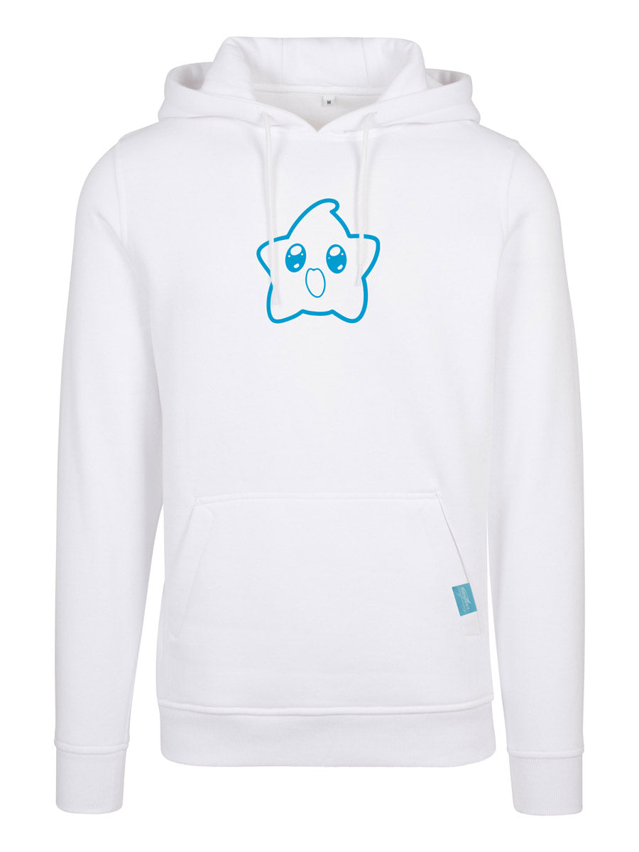 Happy Star Outline Design White Heavy Hoody