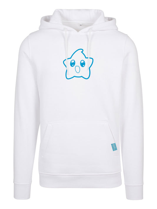 Happy Star Outline Design White Heavy Hoody