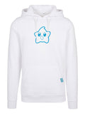 Happy Star Outline Design White Heavy Hoody