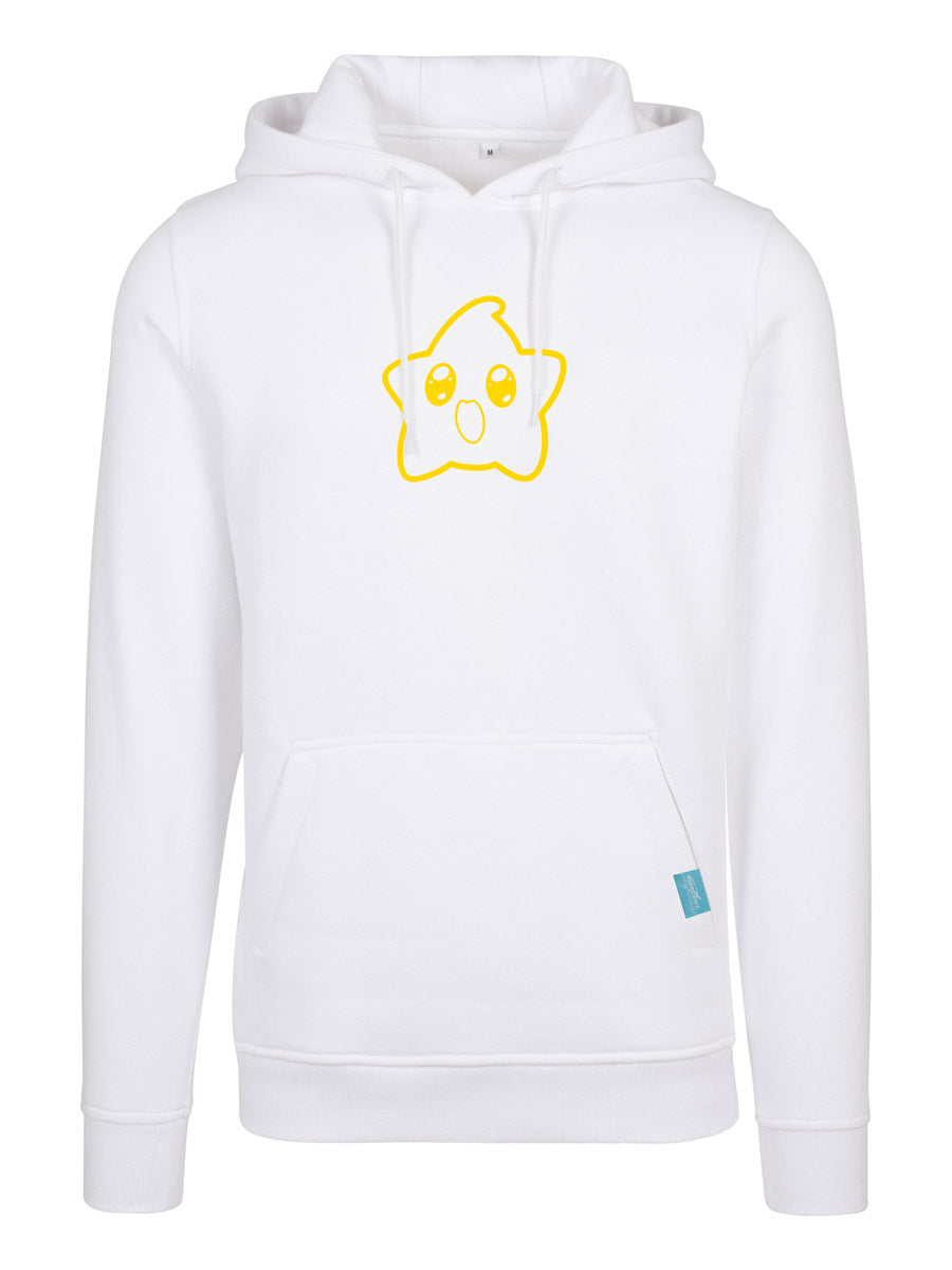 Happy Star Outline Design White Heavy Hoody