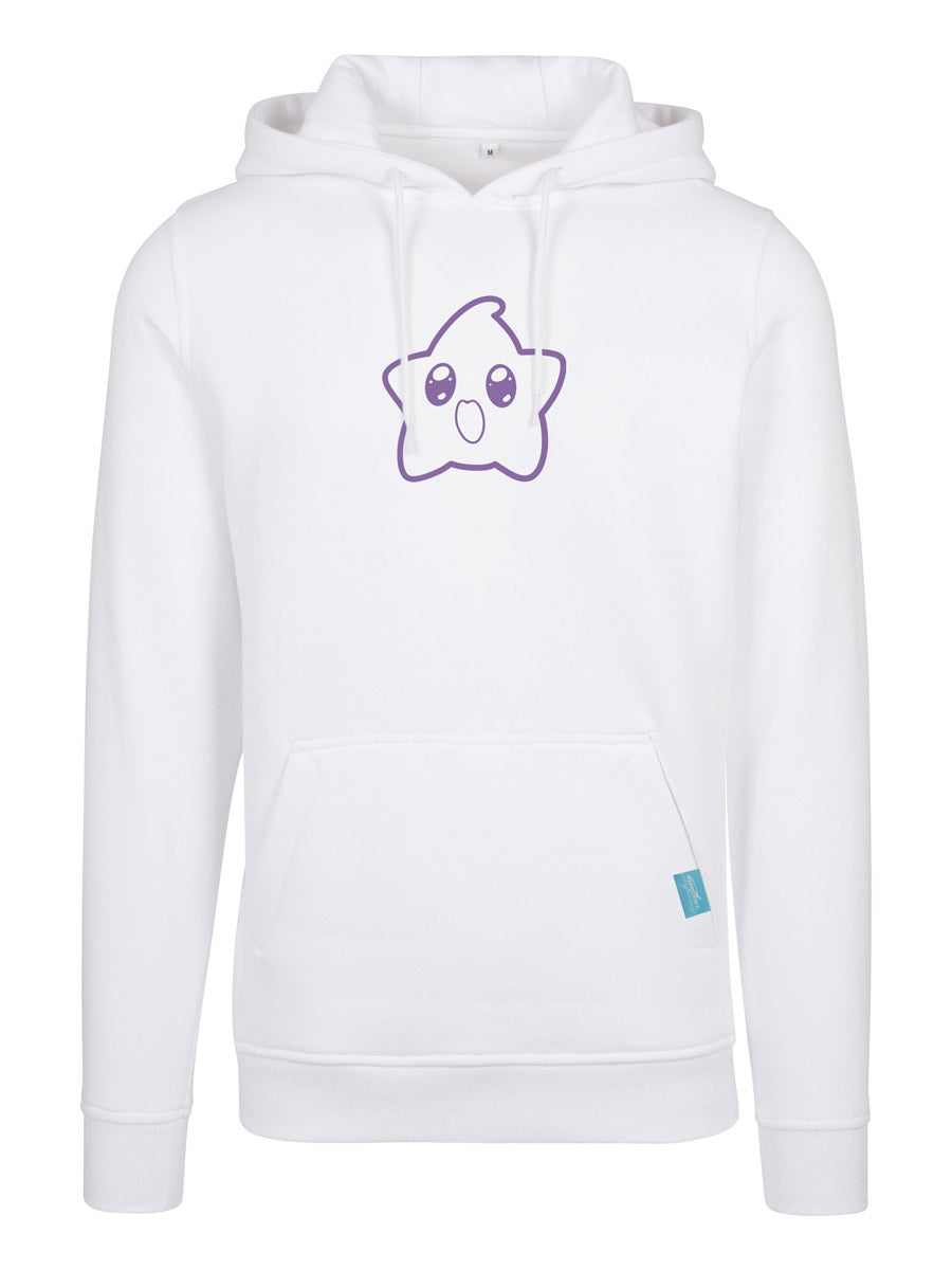 Happy Star Outline Design White Heavy Hoody