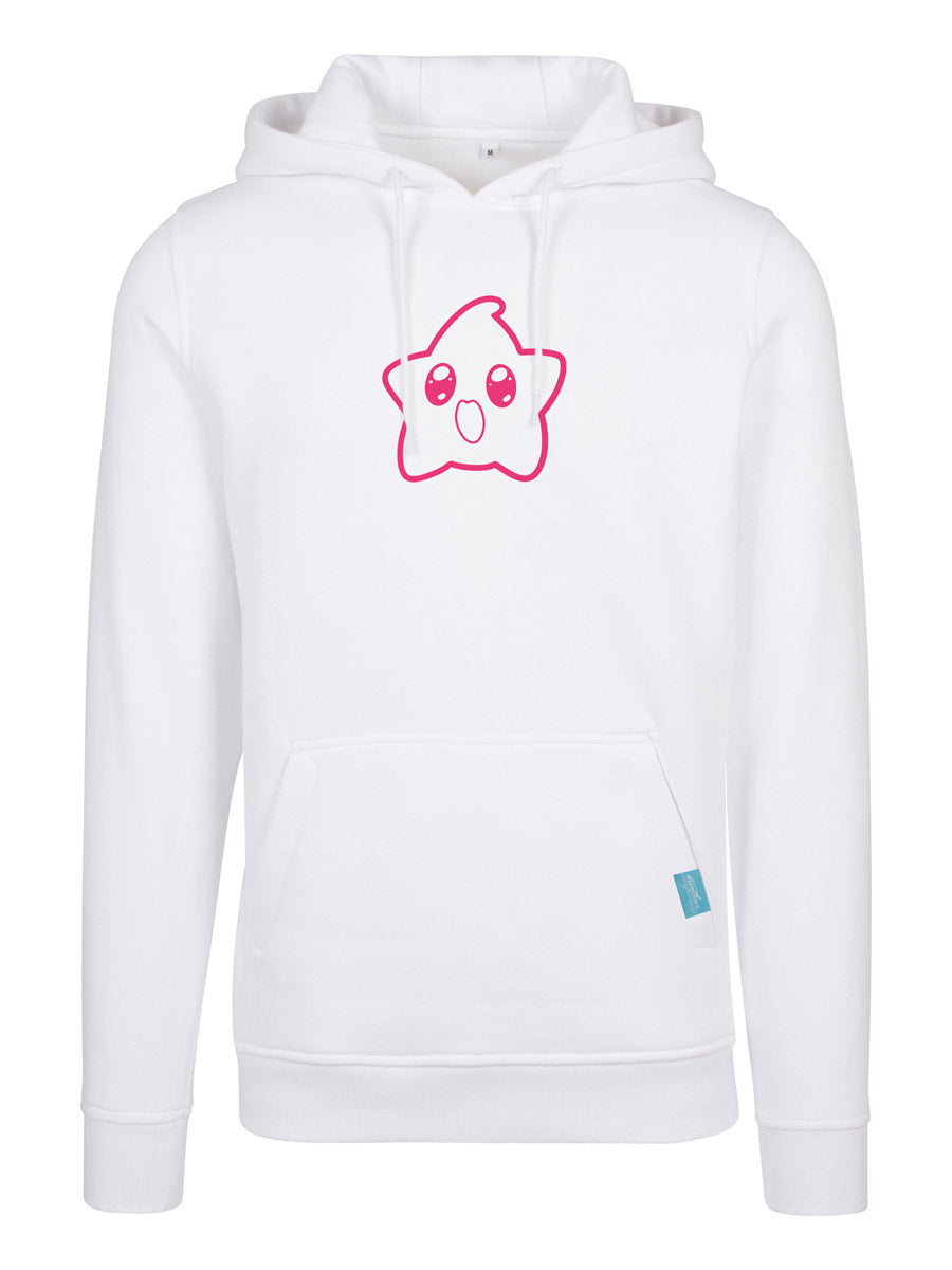 Happy Star Outline Design White Heavy Hoody