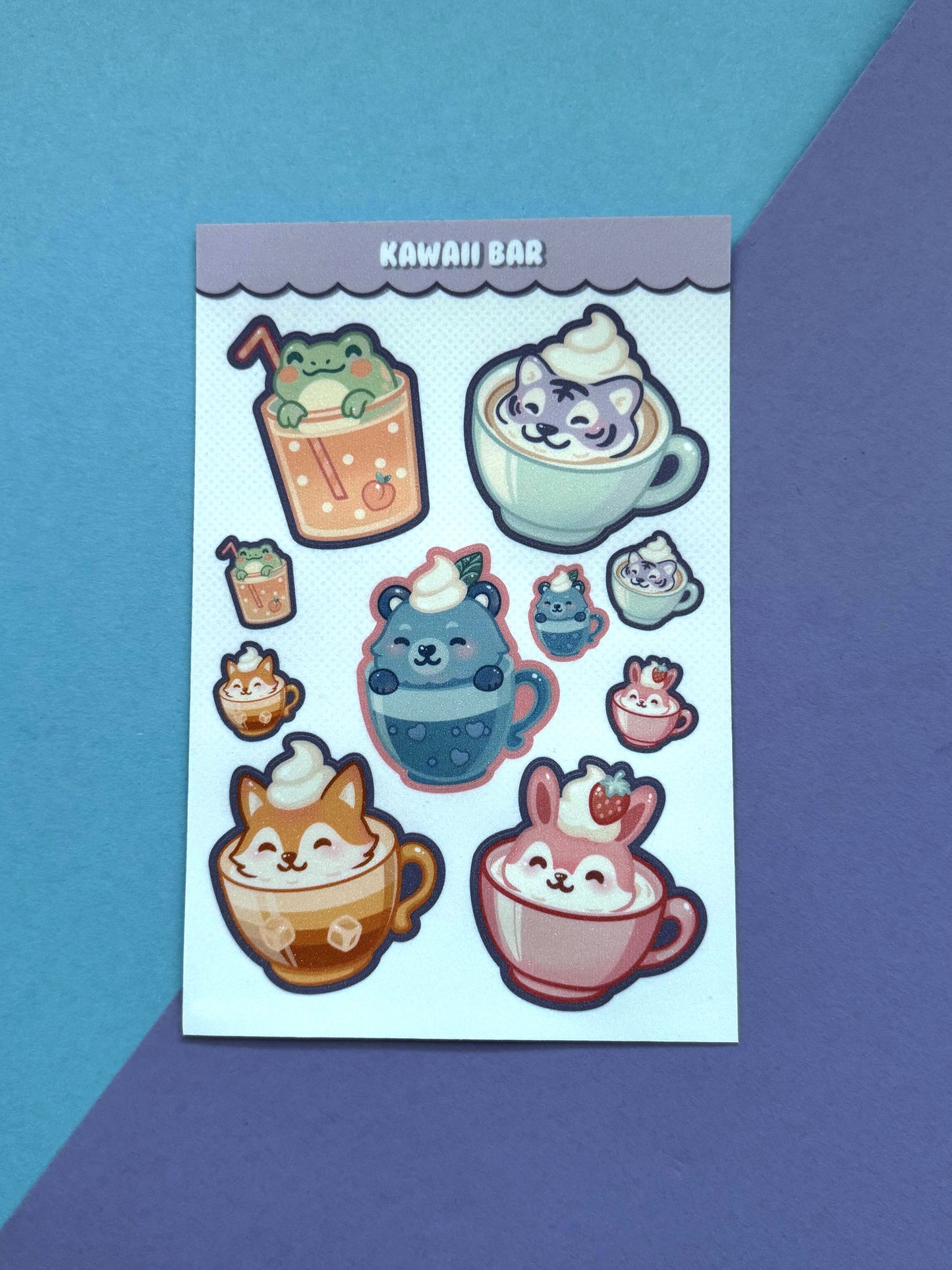 Kawaii Bar Stickerbogen Holo Glitter Finish