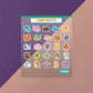 Kawaii Monster Mini Stickerbogen Clear Backing V1