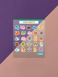 Kawaii Monster Mini Stickerbogen Clear Backing V1